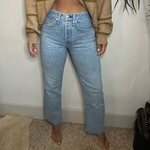 Rag & Bone ankle cut straight leg jeans cutout ring accents 24